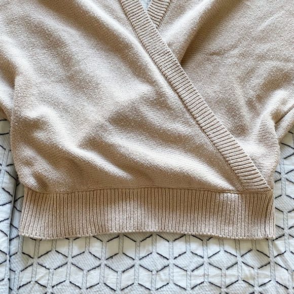 TOBI Cream Knit Open-Back Sweater Size S | Mock Wrap Long Sleeve Cozy Pullover - Picture 6 of 10